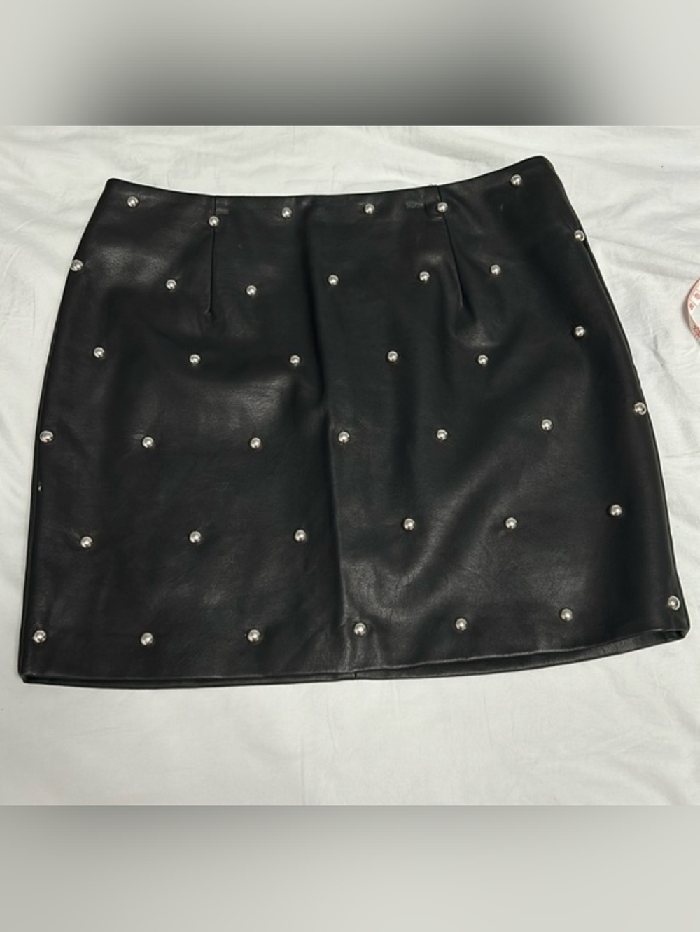 Black Studded Vegan Leather  Mini Skirt Medium